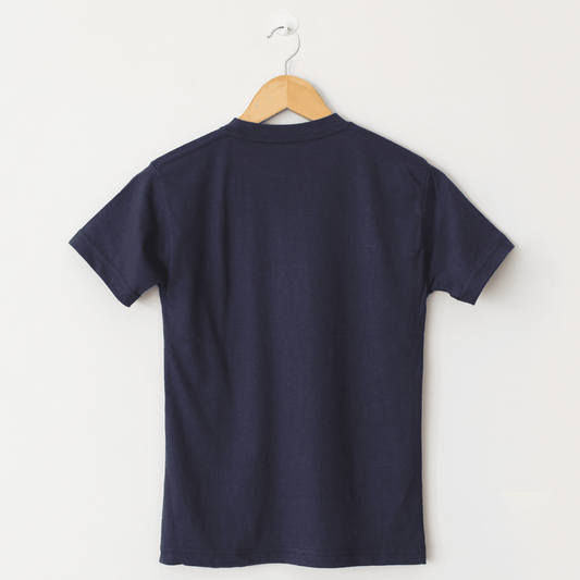 Basic Navy Blue T-Shirt, Round Neck Half Sleeves - The Shop.