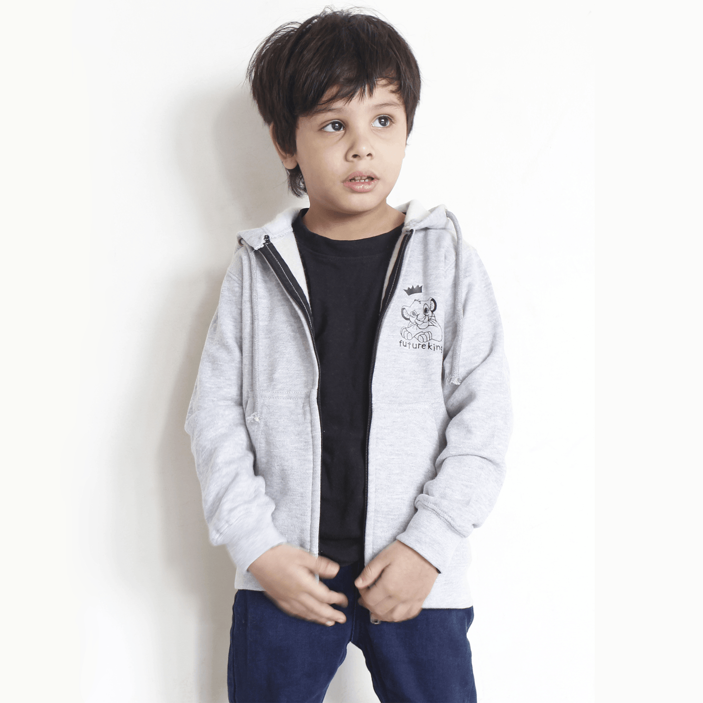SIMBA Future King Grey Zipper Hoodie For Boys & Girls Kids - The Shop.