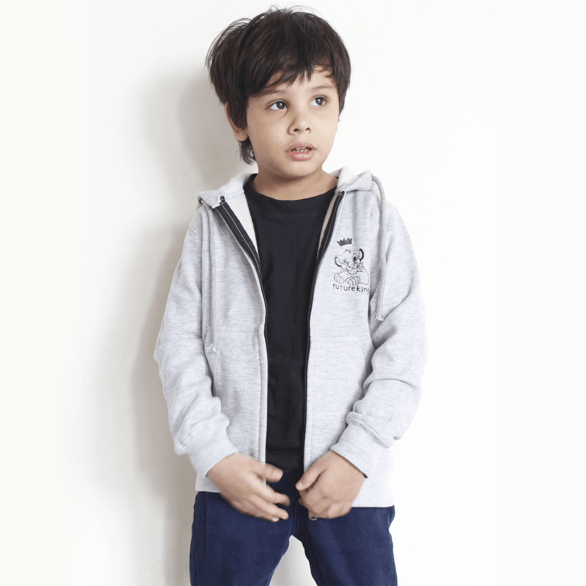 SIMBA Future King Grey Zipper Hoodie For Boys & Girls Kids - The Shop.