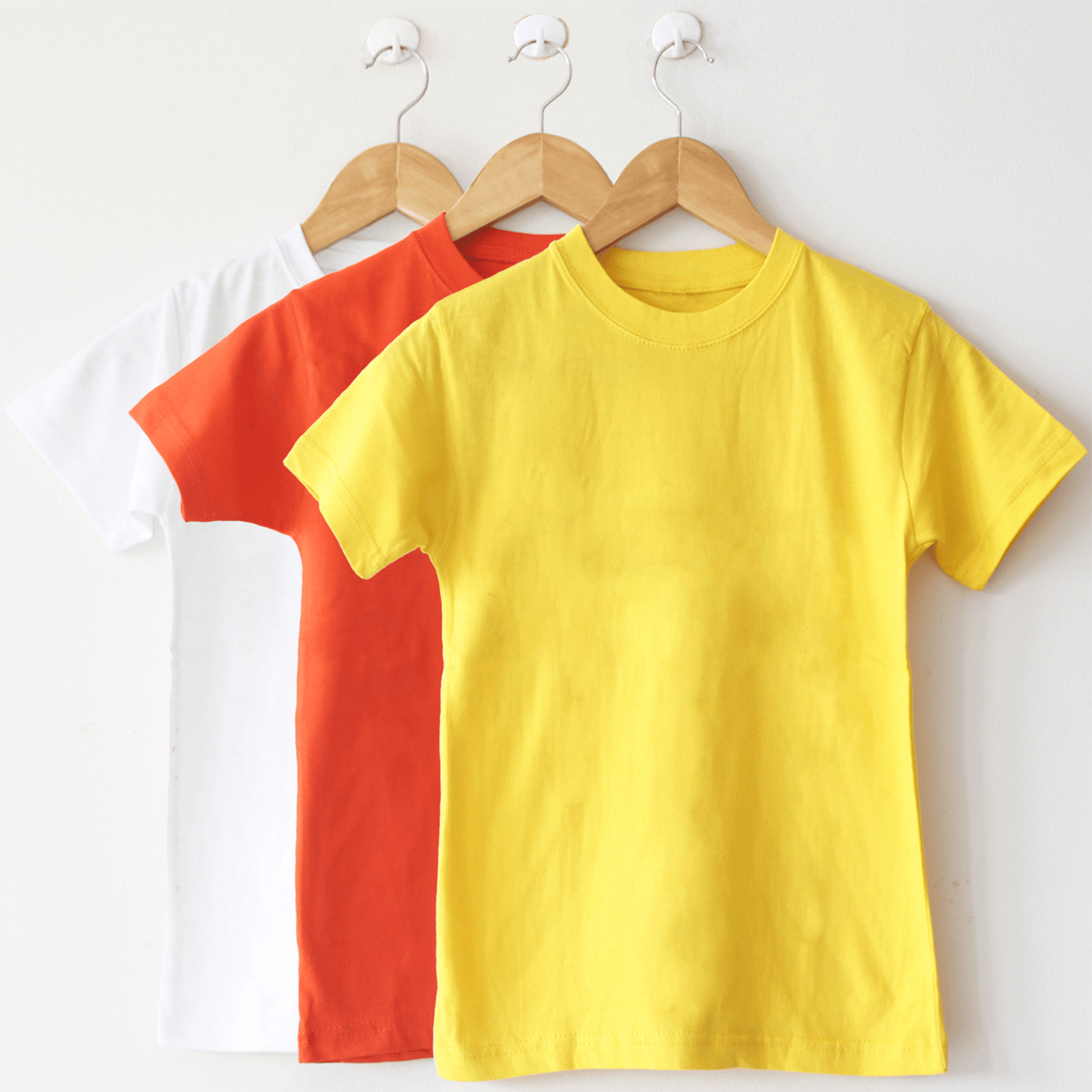 Pack Of 3 - Basic T Shirts, White Orange Yellow - The Shop.