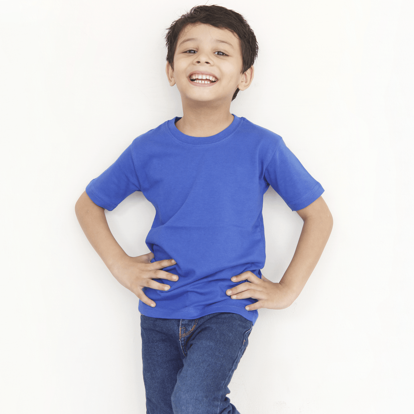 Royal Blue Round Neck Half Sleeves T-Shirt For Boys & Girls - The Shop.