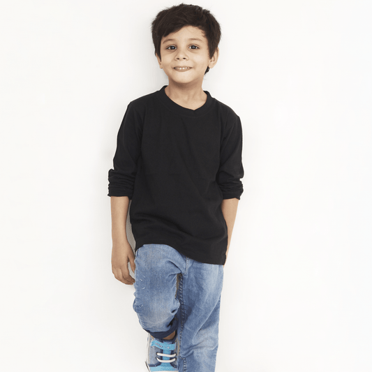 Black Full Sleeves T-Shirt For Boys & Girls Kids - The Shop.