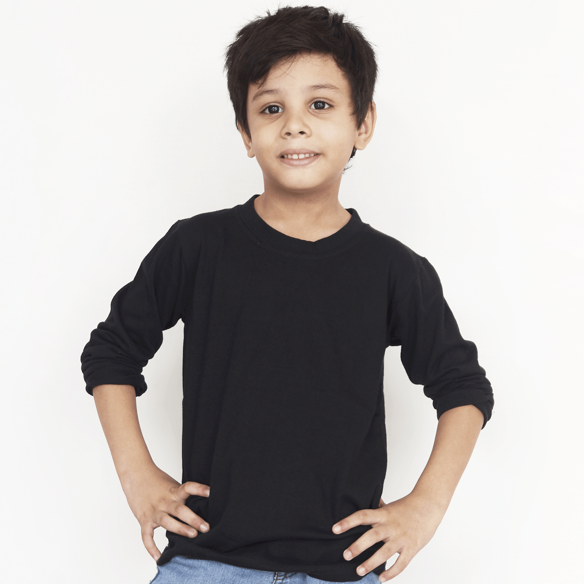 Black Full Sleeves T-Shirt For Boys & Girls Kids - The Shop.
