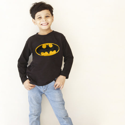 Full Sleeves Black Batman T Shirt For Boys & Girls