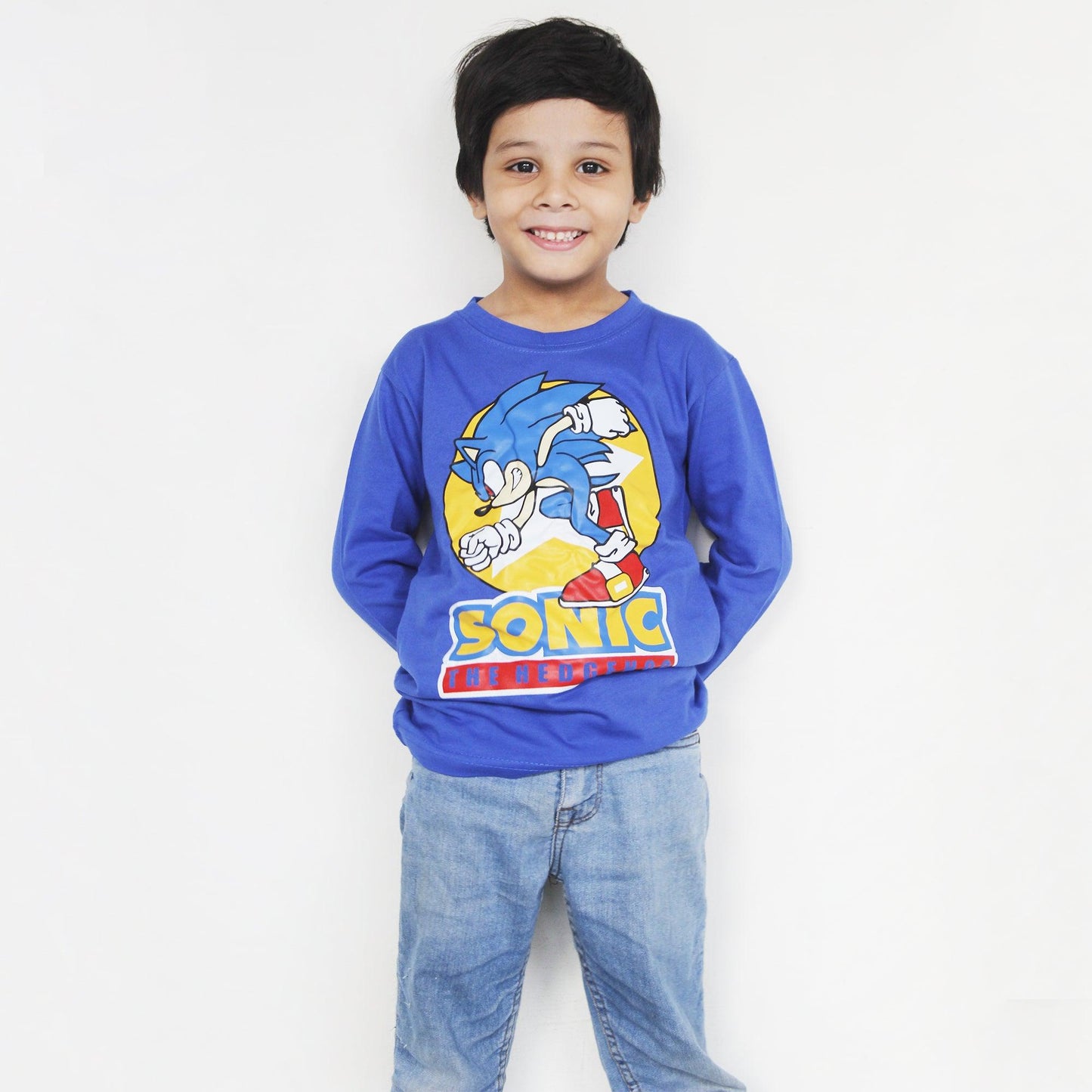 Full Sleeves Blue SONIC T Shirt For Boys & Girls Kids - The Shop.