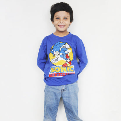 Full Sleeves Blue SONIC T Shirt For Boys & Girls Kids - The Shop.
