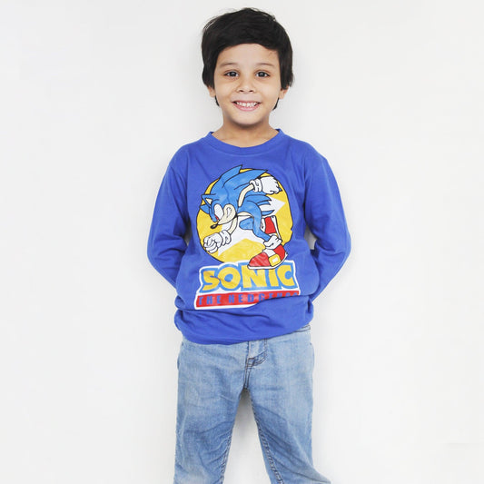 Full Sleeves Blue SONIC T Shirt For Boys & Girls Kids - The Shop.
