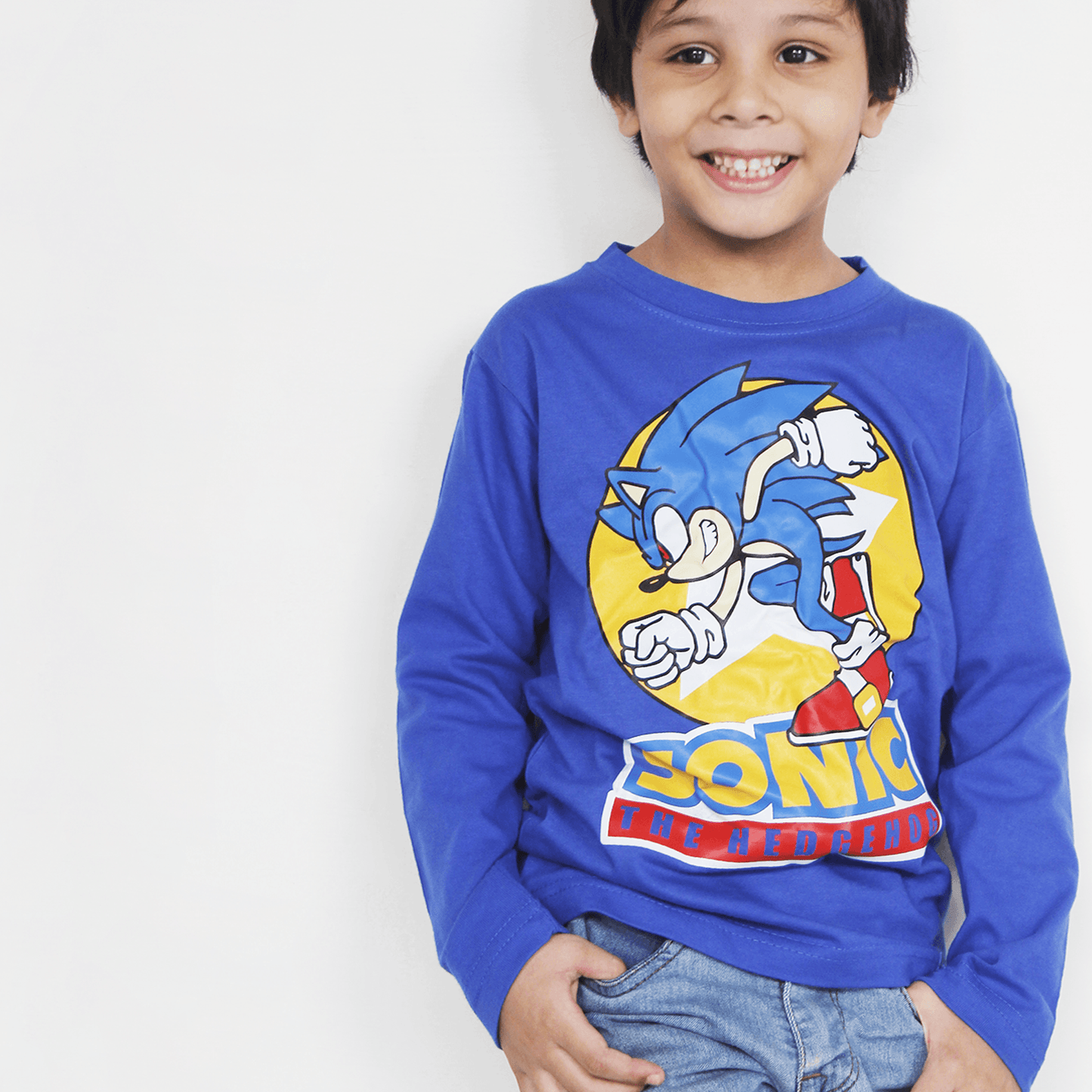 Full Sleeves Blue SONIC T Shirt For Boys & Girls Kids - The Shop.