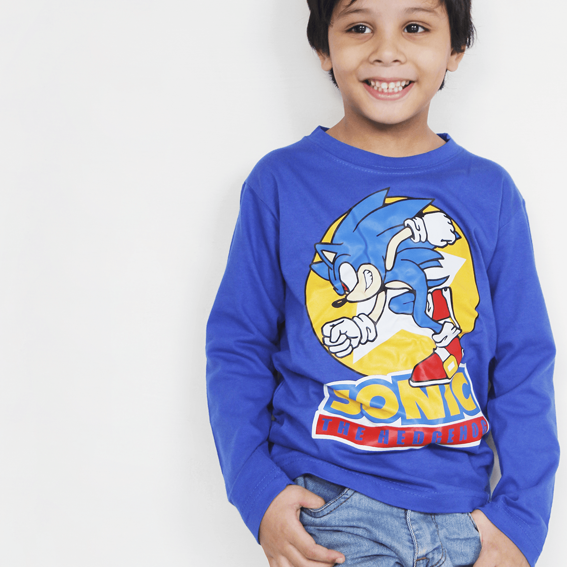 Full Sleeves Blue SONIC T Shirt For Boys & Girls Kids - The Shop.