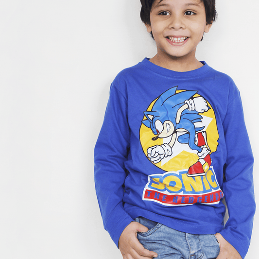 Full Sleeves Blue SONIC T Shirt For Boys & Girls Kids - The Shop.