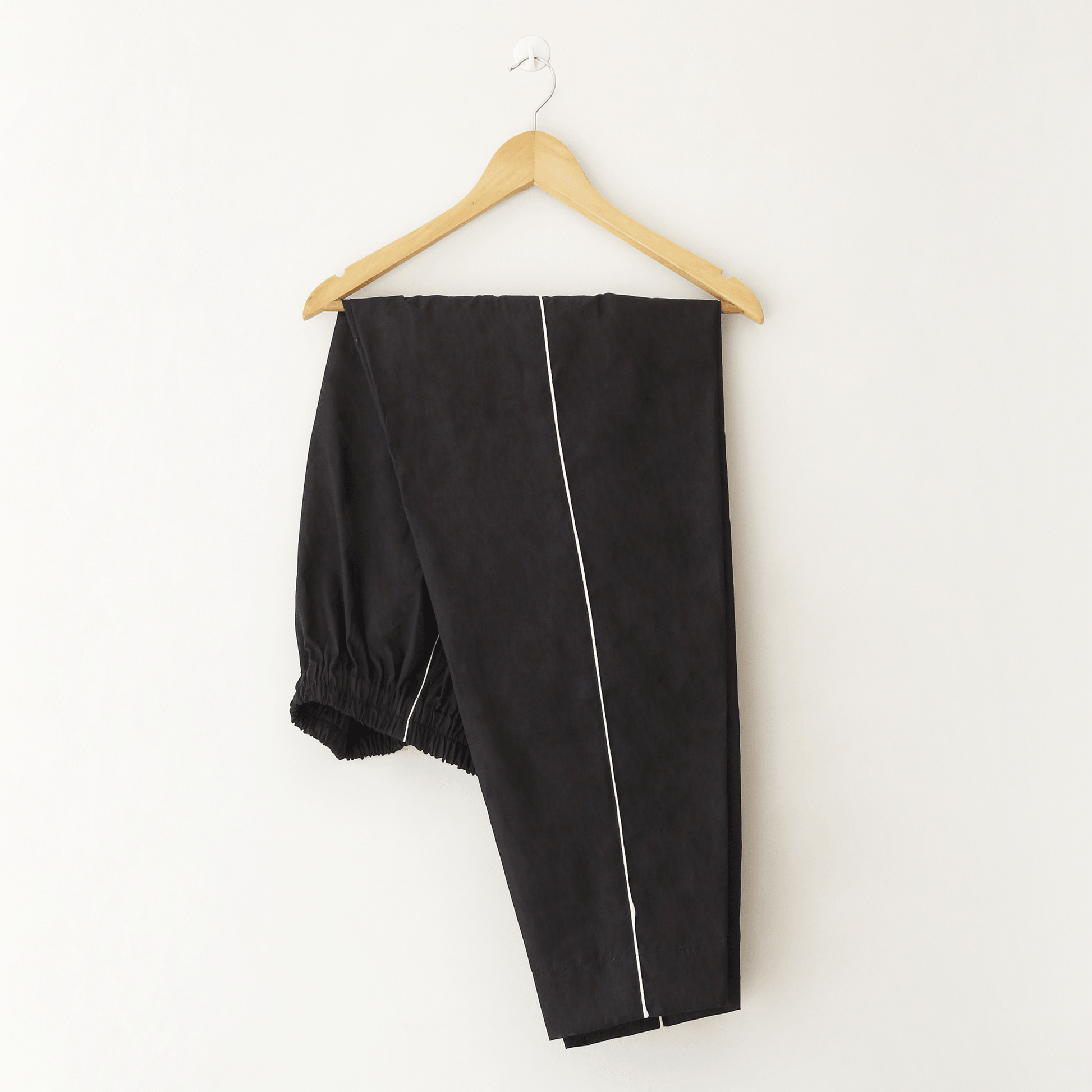 Contrast Piping Stitched Cotton Black Trouser - The Shop.