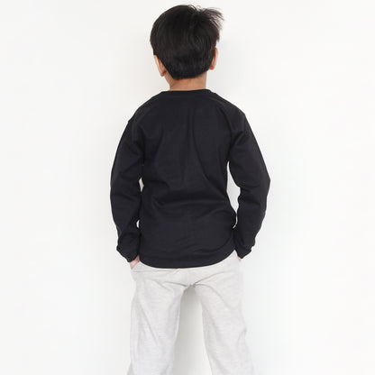 Black Full Sleeves Let's Play T Shirt For Boys & Girls Kids
