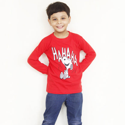 Snoopy Full Sleeves Red T Shirt For Boys & Girls - The Shop.