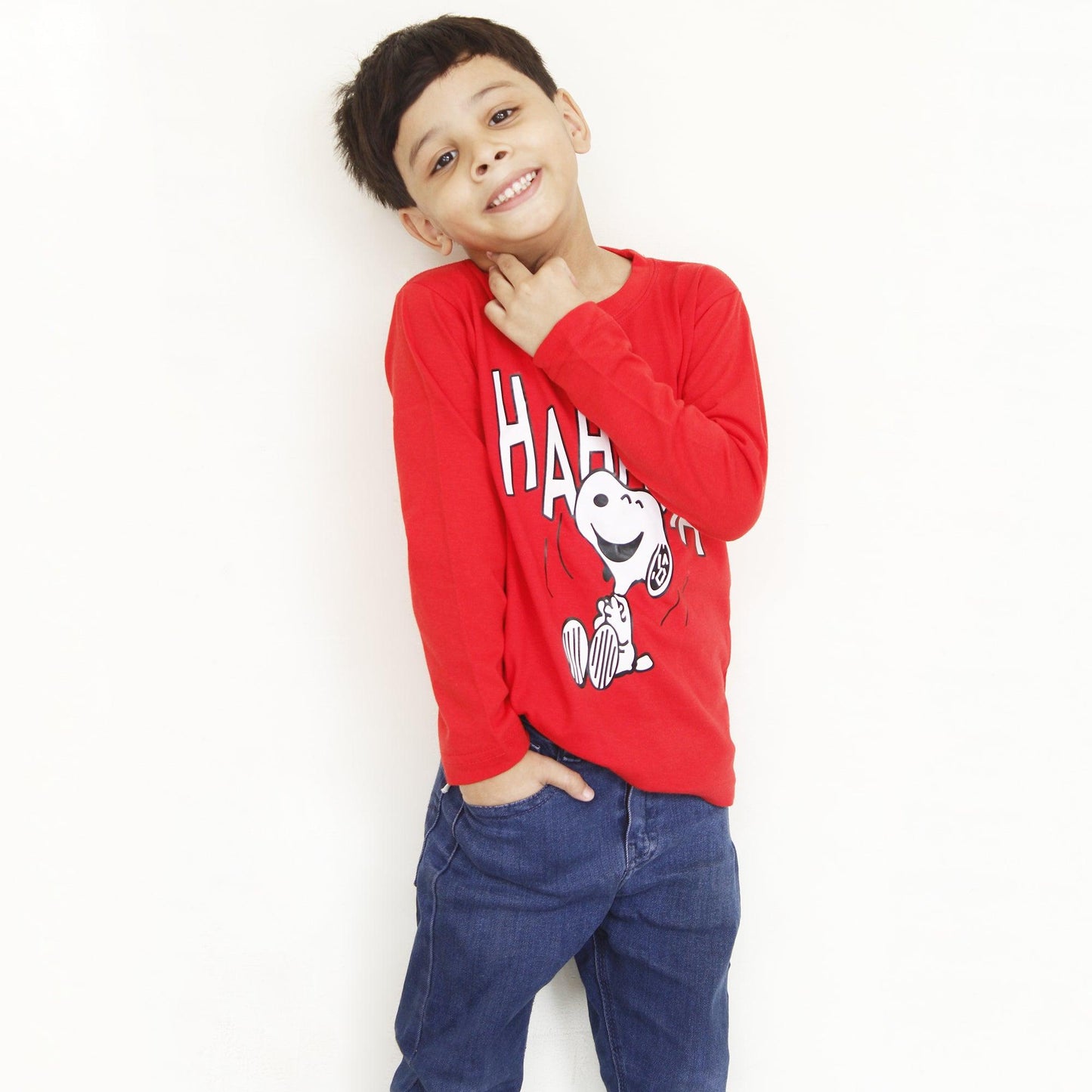 Snoopy Full Sleeves Red T Shirt For Boys & Girls - The Shop.