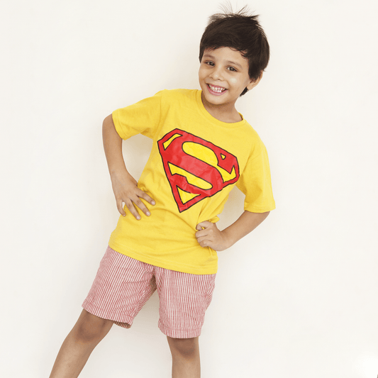Yellow SUPERMAN T Shirt For Boys & Girls Kids - The Shop.