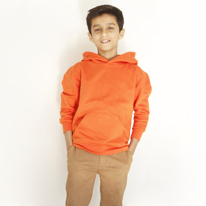 Orange Pullover Kangaroo Hoodie For Boys & Girls Kids