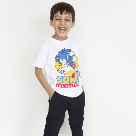 White T Shirt Sonic Design For Boys & Girls - The Shop.