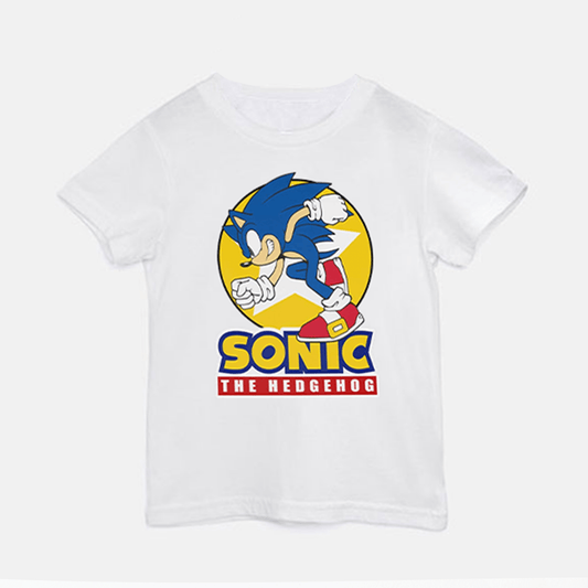 White T Shirt Sonic Design For Boys & Girls - The Shop.