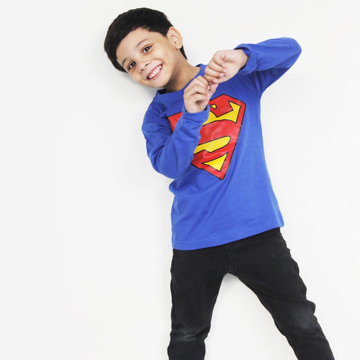 Full Sleeves Royal Blue Superman T Shirt For Boys & Girls Kids - The Shop.