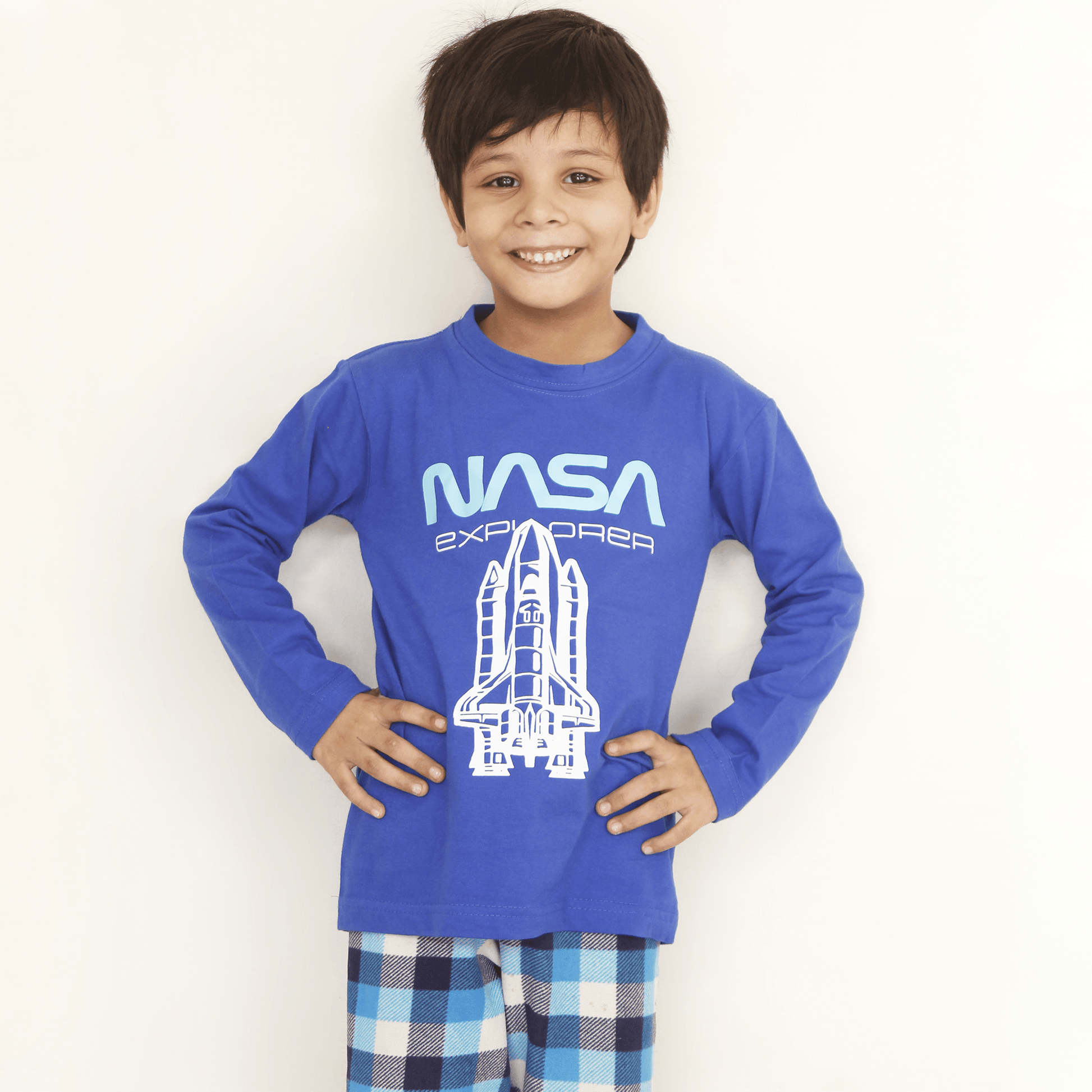 Full Sleeves NASA Blue T Shirt For Boys & Girls Kids - The Shop.