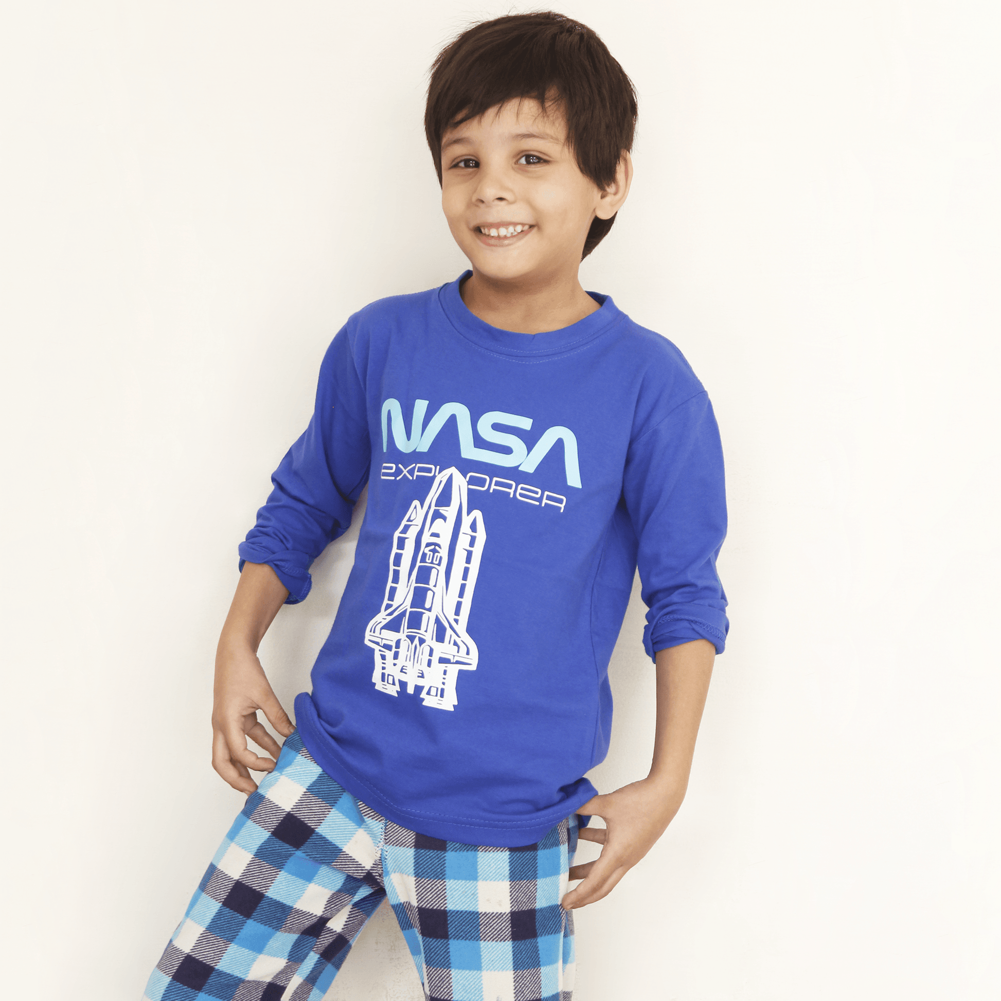Full Sleeves NASA Blue T Shirt For Boys & Girls Kids - The Shop.