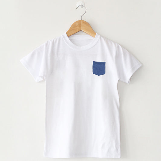 Contrast Pocket White T-Shirt