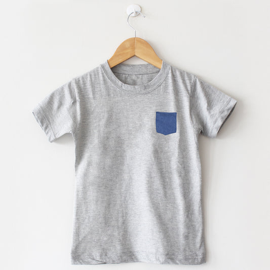 Contrast Pocket Grey T-Shirt