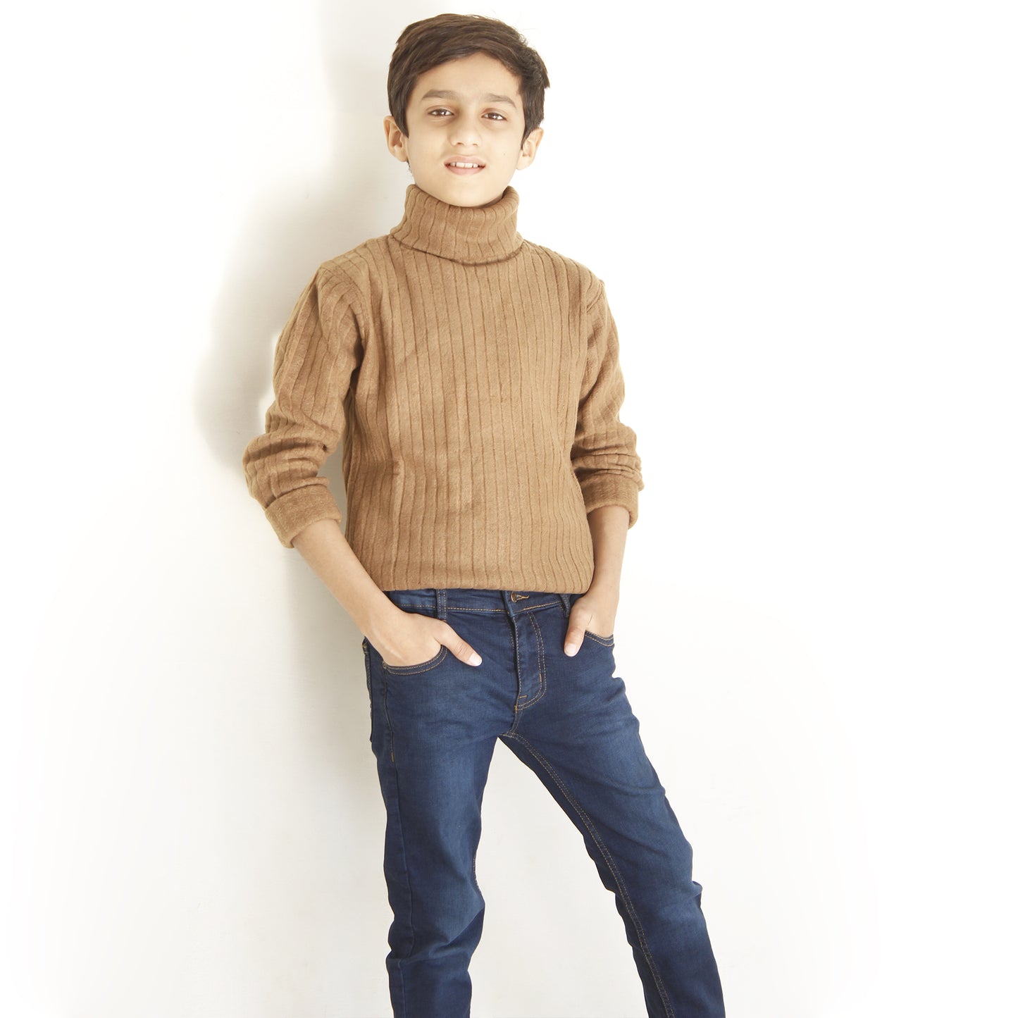 Kids Winter Wear - Brown High Neck for Boys and Girls Kids