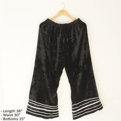 Velvet Bell Bottoms Black Trouser - Ready To Wear